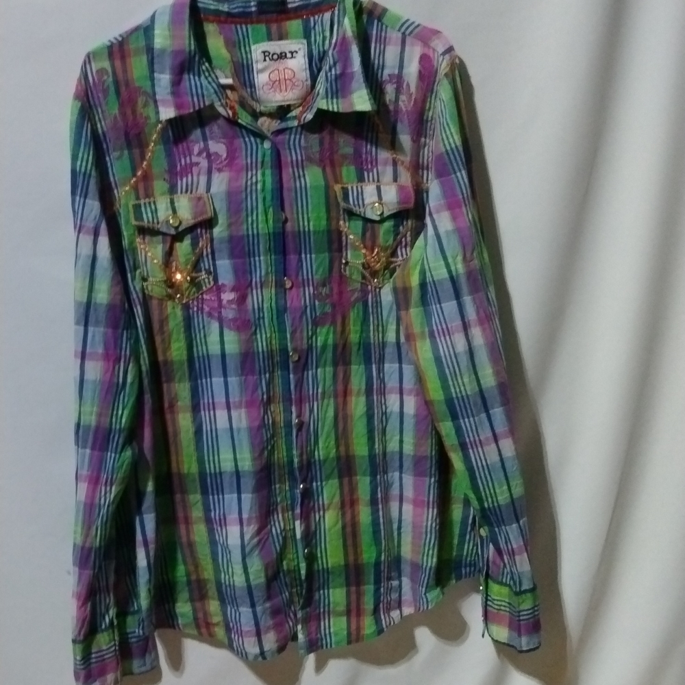 Roar women's Western size xl button down shirt